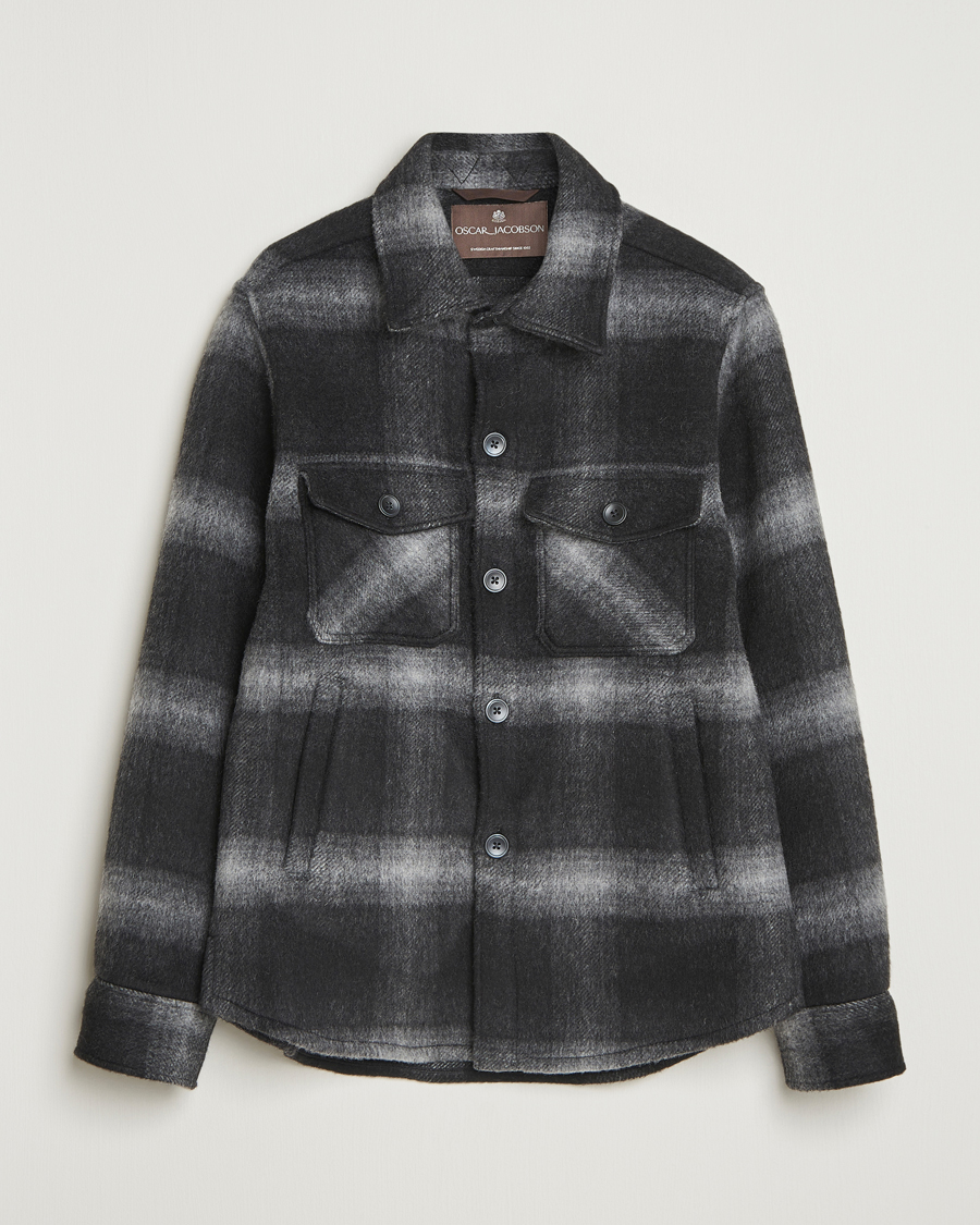 Heren | Jassen | Oscar Jacobson | Maverick Checked Wool Shirt Jacket Grey