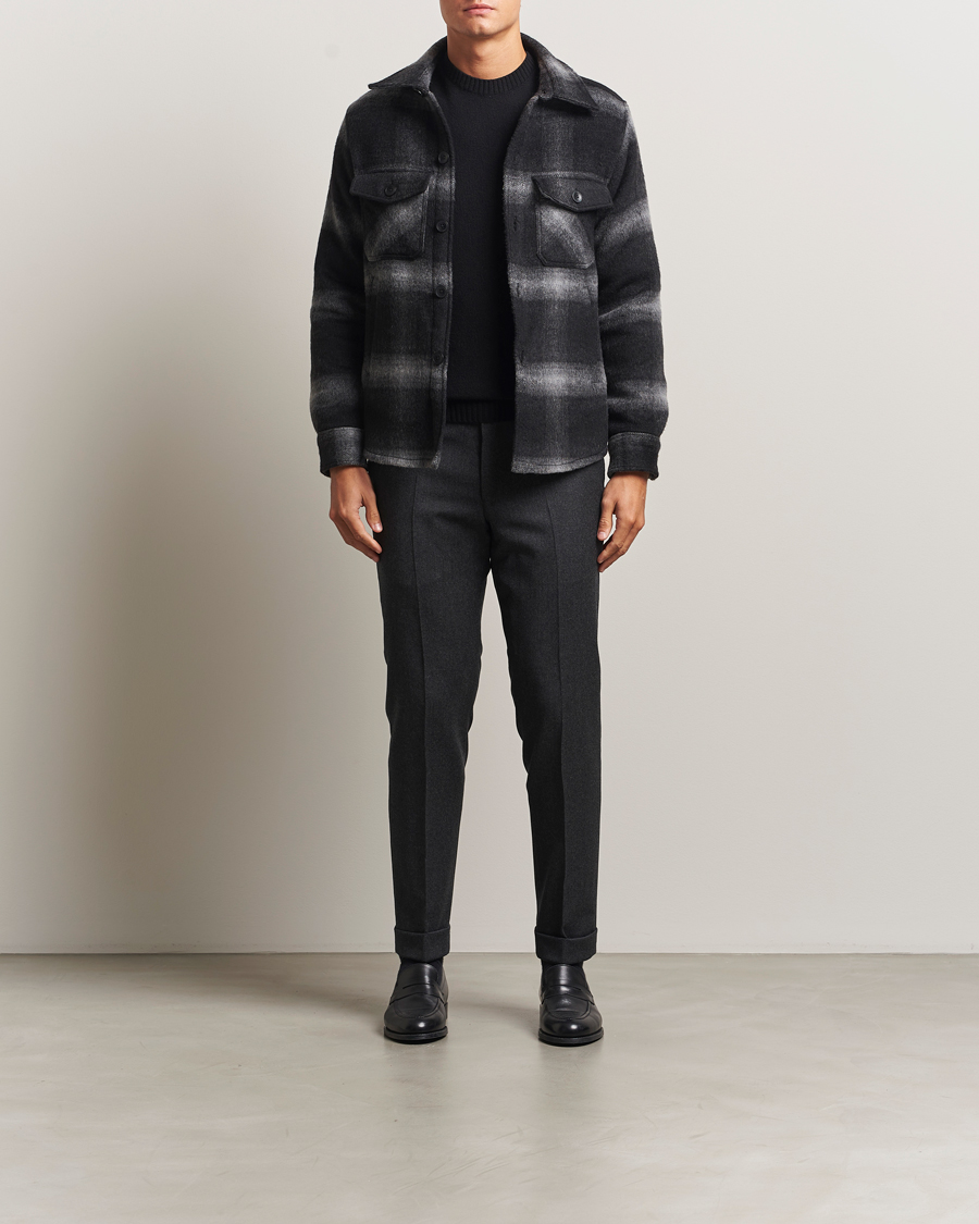 Heren | Jassen | Oscar Jacobson | Maverick Checked Wool Shirt Jacket Grey