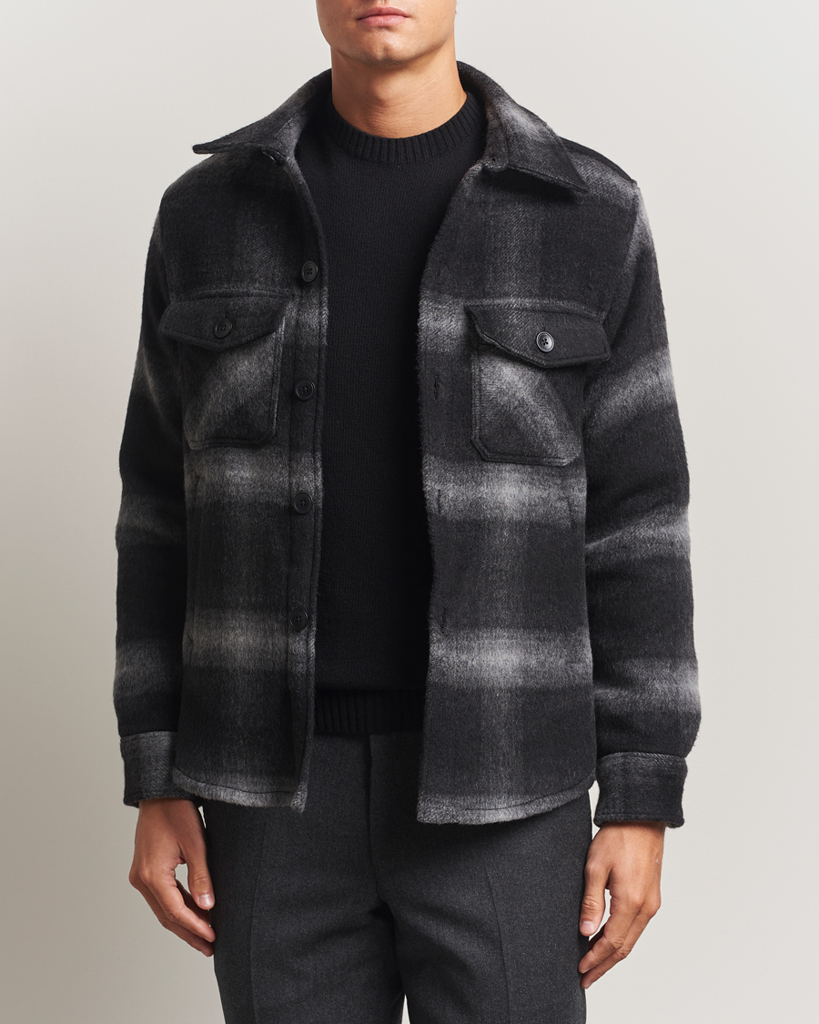 Heren | Jassen | Oscar Jacobson | Maverick Checked Wool Shirt Jacket Grey