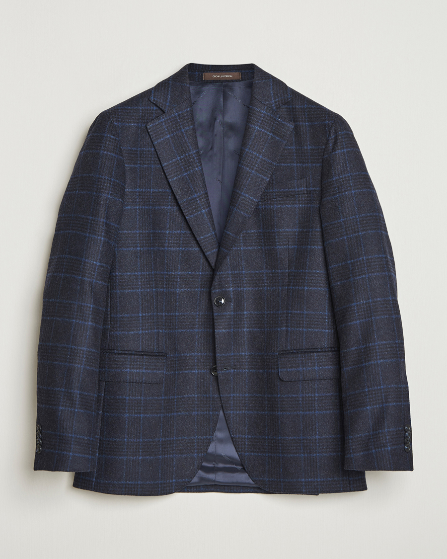 Heren | Blazers | Oscar Jacobson | Fogerty Checked Wool Blazer Navy