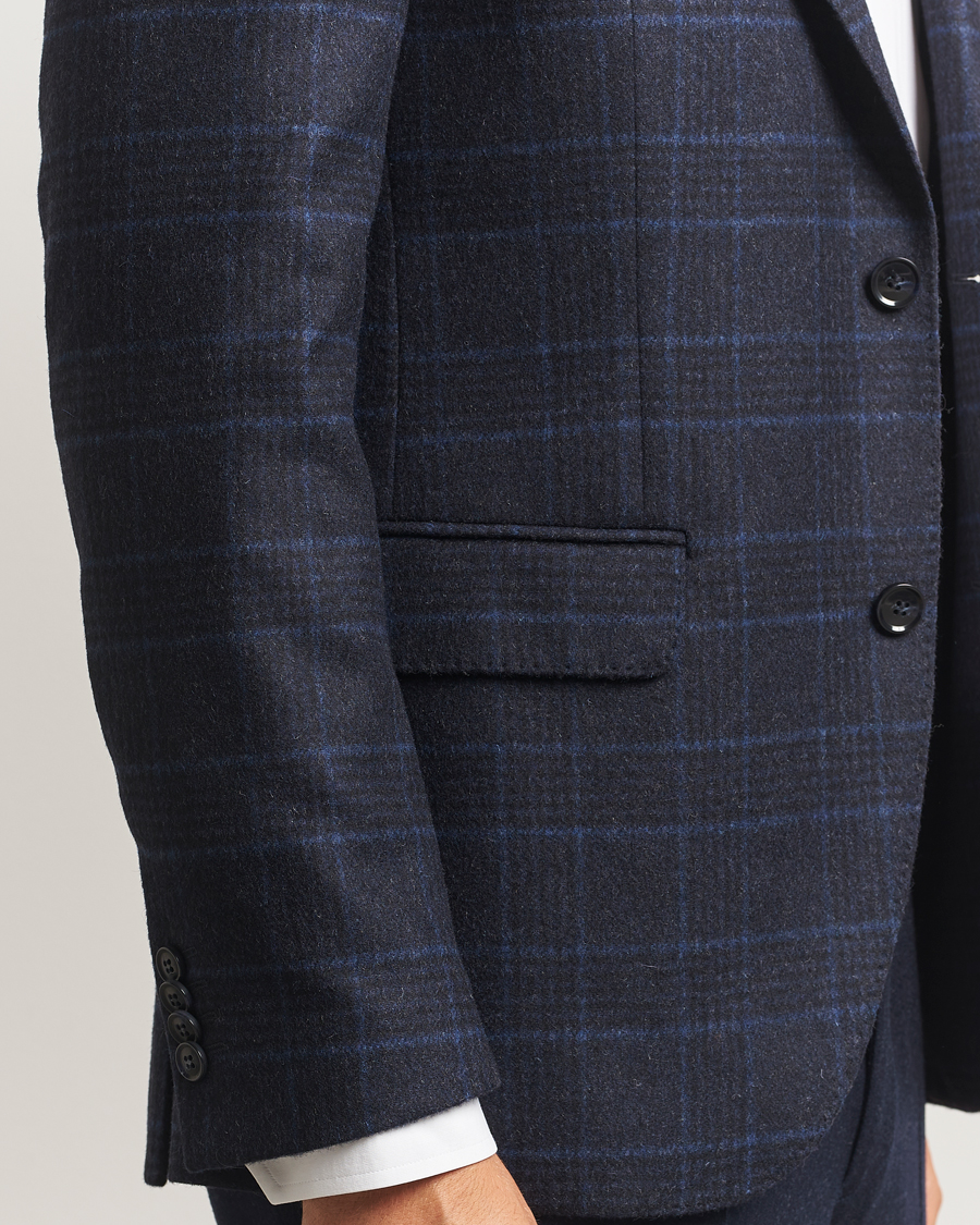 Heren | Blazers | Oscar Jacobson | Fogerty Checked Wool Blazer Navy