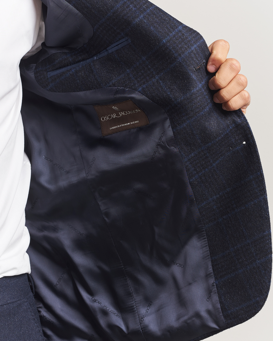 Heren | Blazers | Oscar Jacobson | Fogerty Checked Wool Blazer Navy