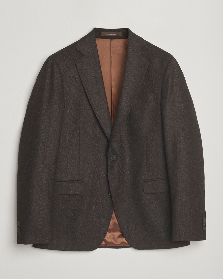 Heren | Blazers | Oscar Jacobson | Fogerty Herringbone Tweed Blazer Brown