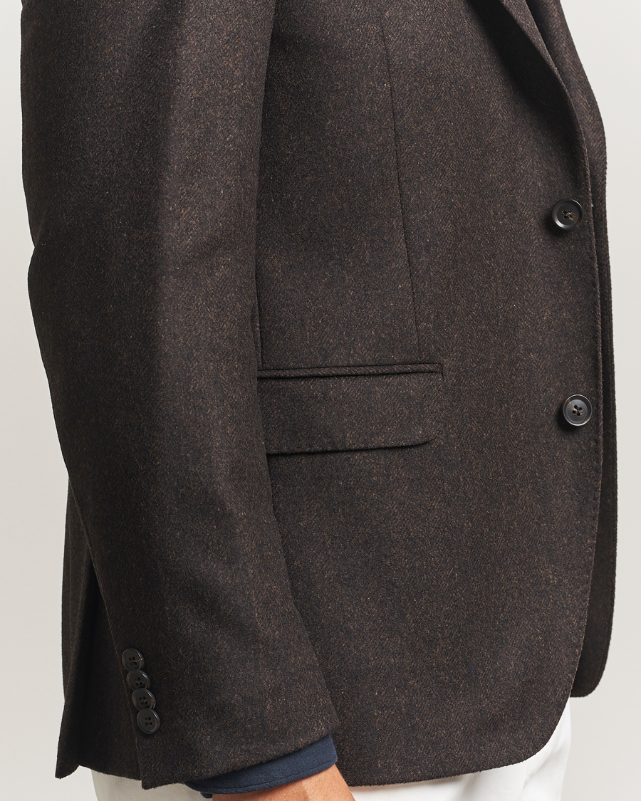 Heren | Blazers | Oscar Jacobson | Fogerty Herringbone Tweed Blazer Brown