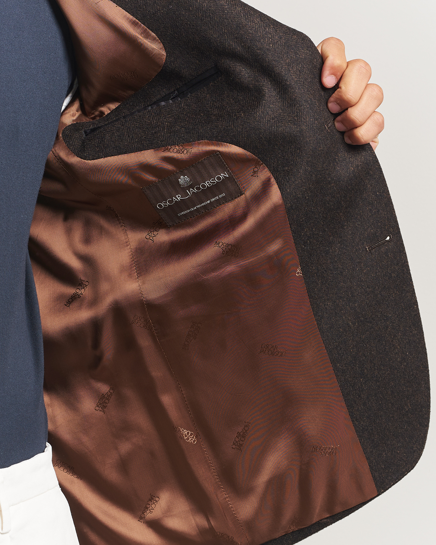 Heren | Blazers | Oscar Jacobson | Fogerty Herringbone Tweed Blazer Brown