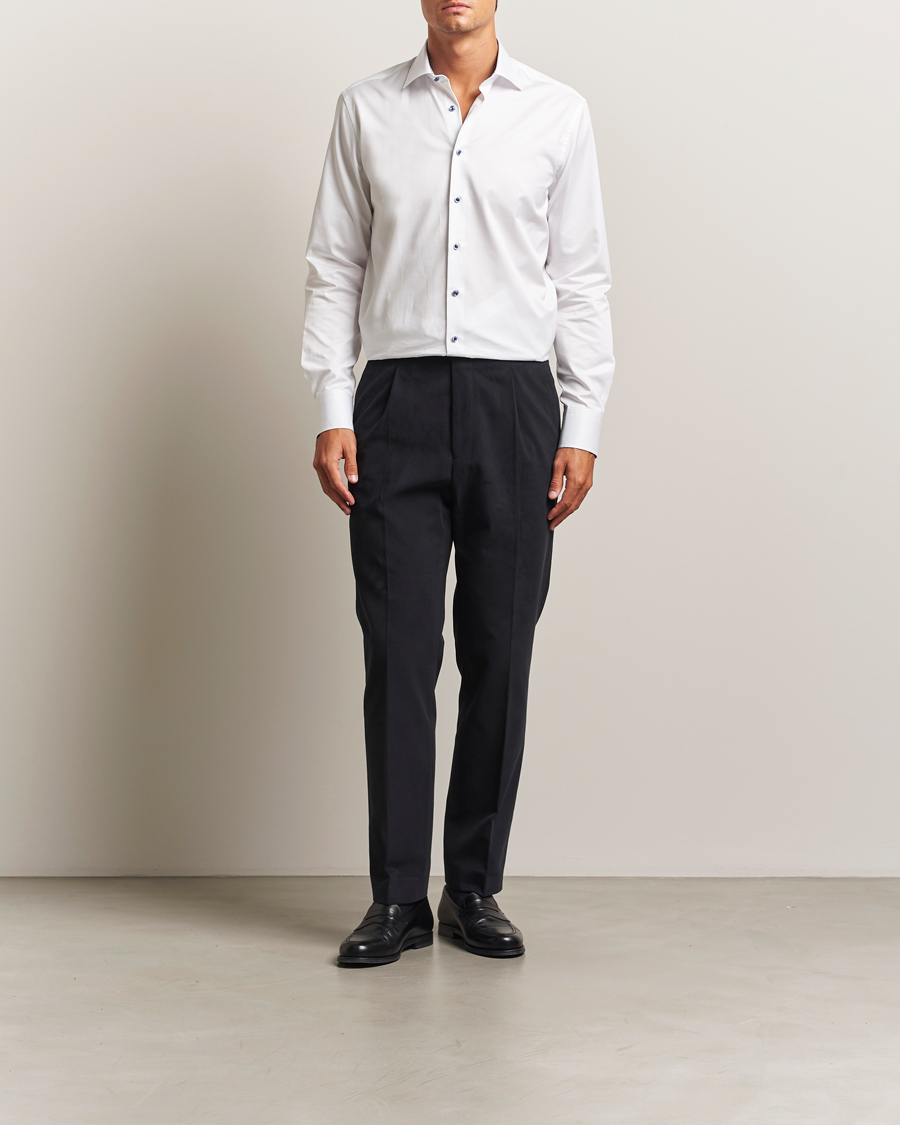 Heren | Broeken | Oscar Jacobson | Delon Brushed Cotton Trousers Black