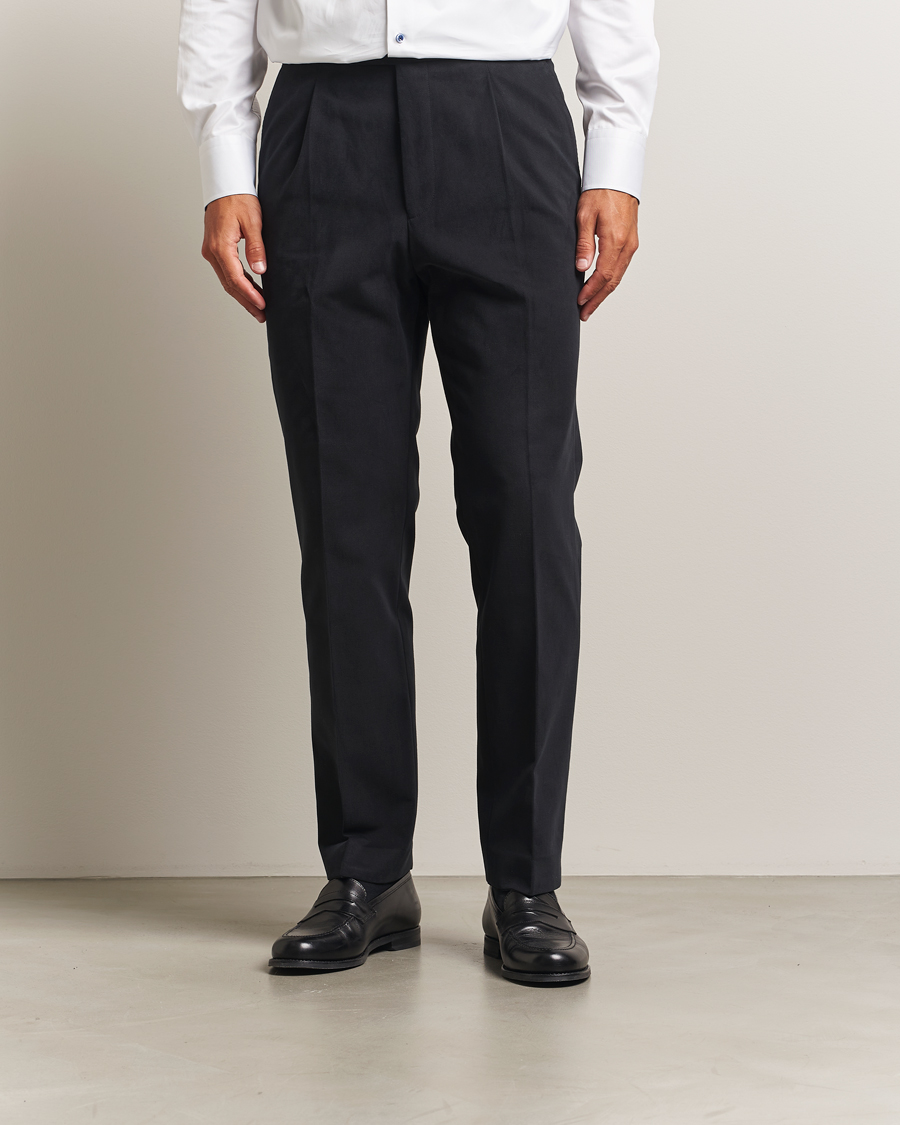 Heren | Broeken | Oscar Jacobson | Delon Brushed Cotton Trousers Black