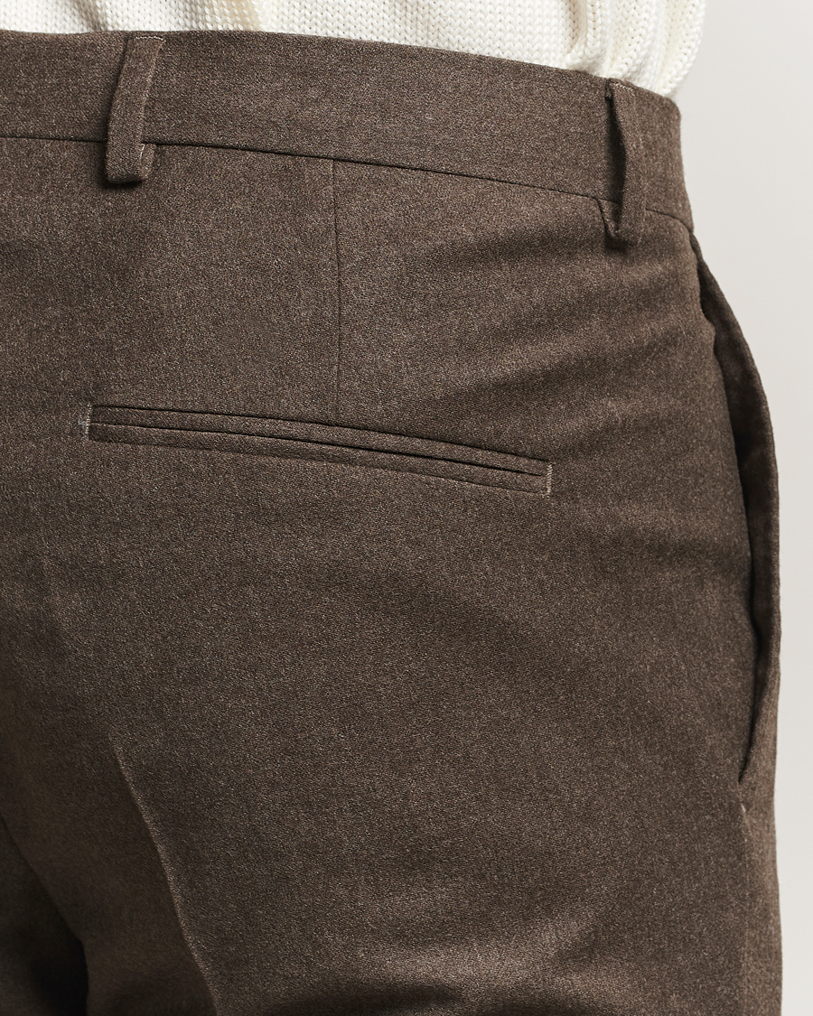 Heren | Broeken | Oscar Jacobson | Dandy Turn Up Flannel Trousers Brown