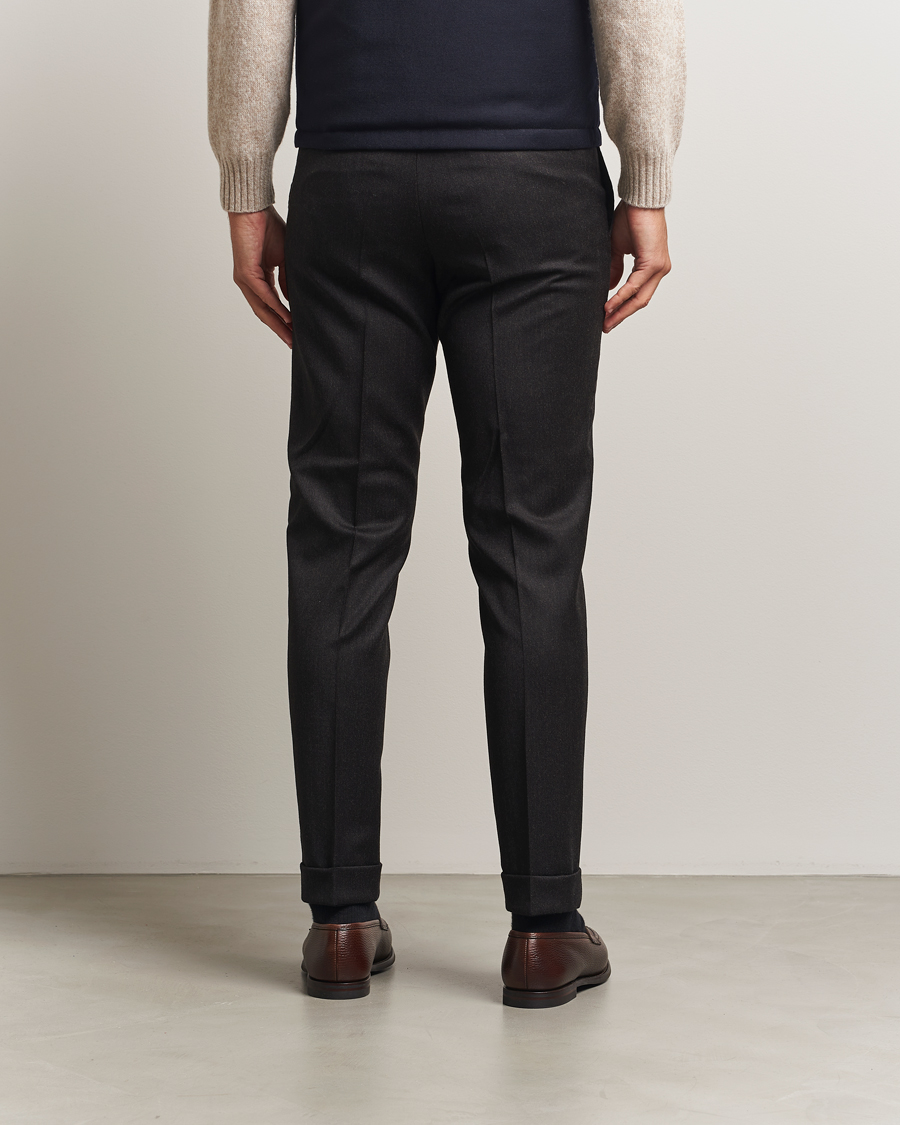 Heren | Broeken | Oscar Jacobson | Dandy Turn Up Flannel Trousers Dark Brown