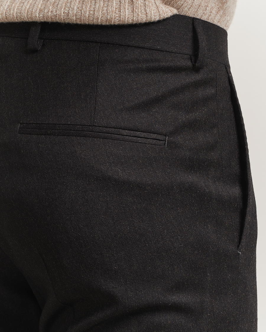 Heren | Broeken | Oscar Jacobson | Dandy Turn Up Flannel Trousers Dark Brown