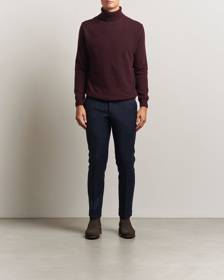 Heren | Truien | Oscar Jacobson | Salim Wool/Cashmere Rollneck Burgundy