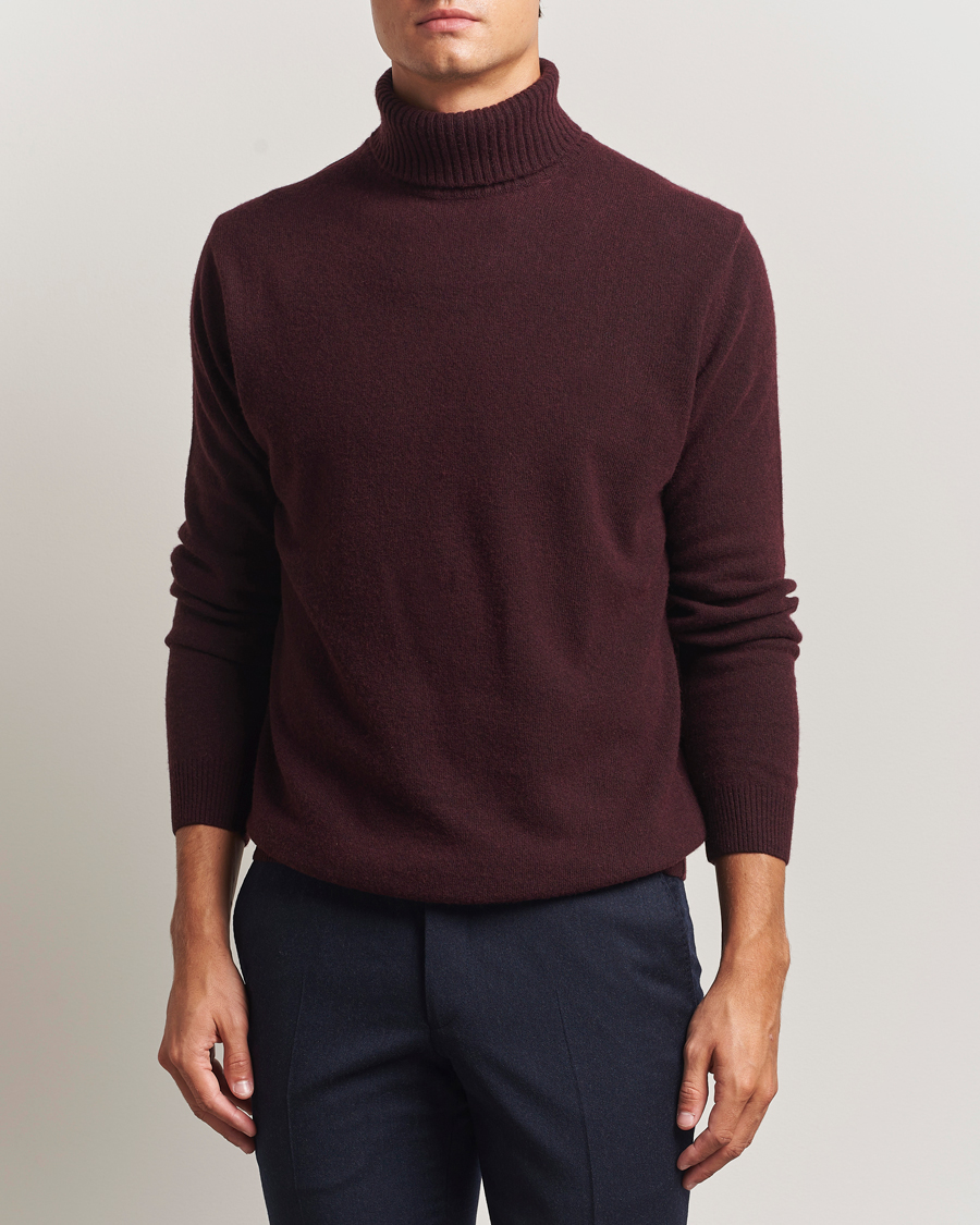 Heren | Truien | Oscar Jacobson | Salim Wool/Cashmere Rollneck Burgundy
