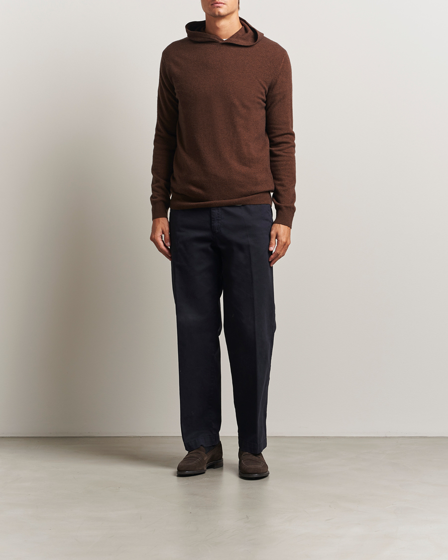 Heren | Truien | Oscar Jacobson | Pascal Wool/Cashmere Hoodie Brown