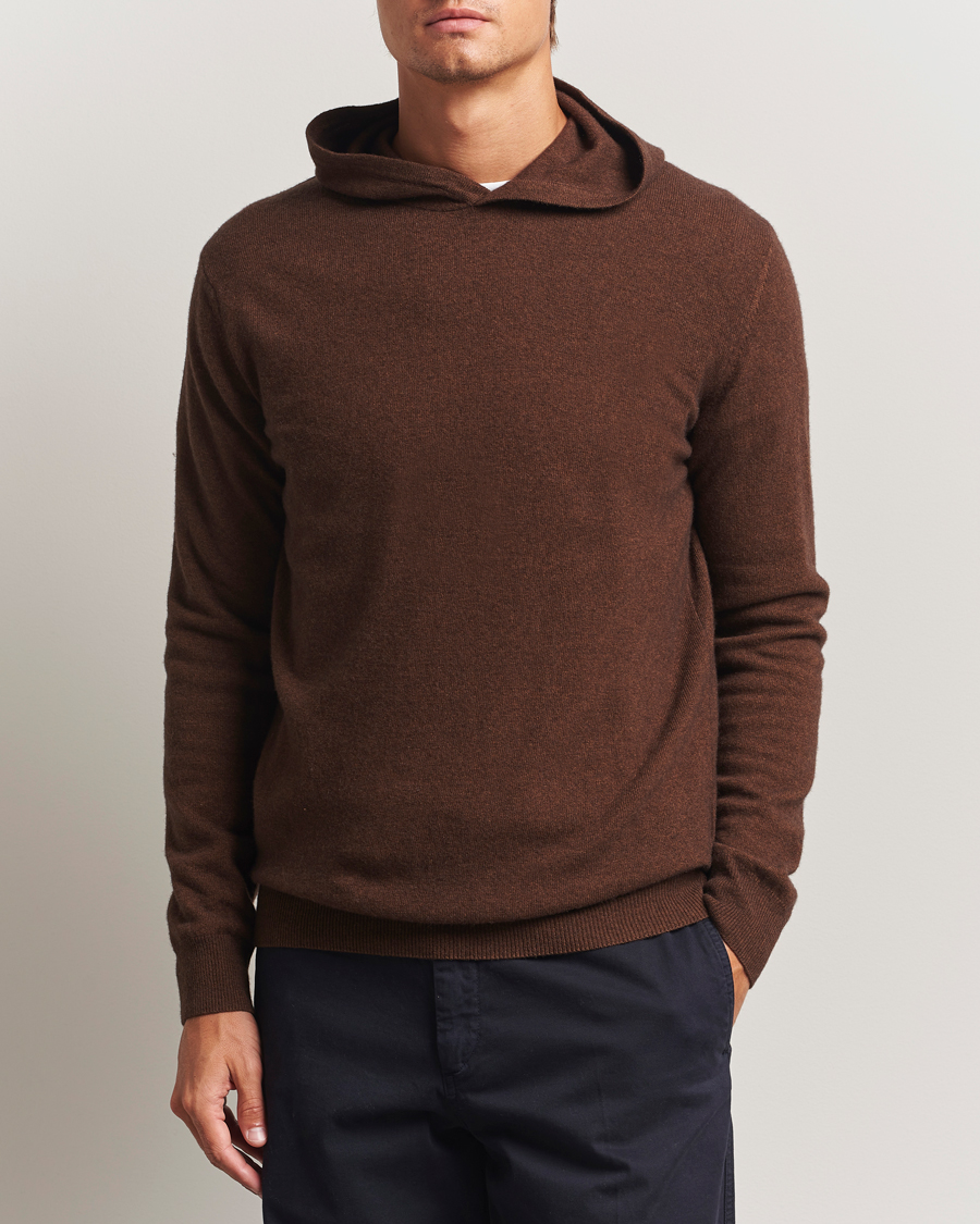 Heren | Truien | Oscar Jacobson | Pascal Wool/Cashmere Hoodie Brown