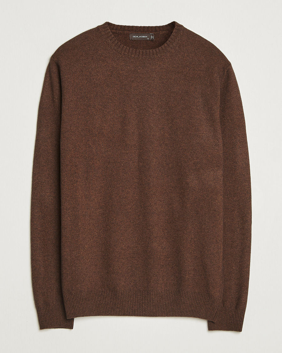 Heren | Truien | Oscar Jacobson | Valter Wool/Cashmere Round Neck Golden Brown