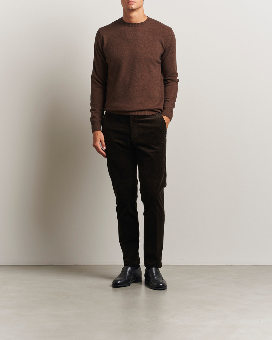 Heren | Truien | Oscar Jacobson | Valter Wool/Cashmere Round Neck Golden Brown