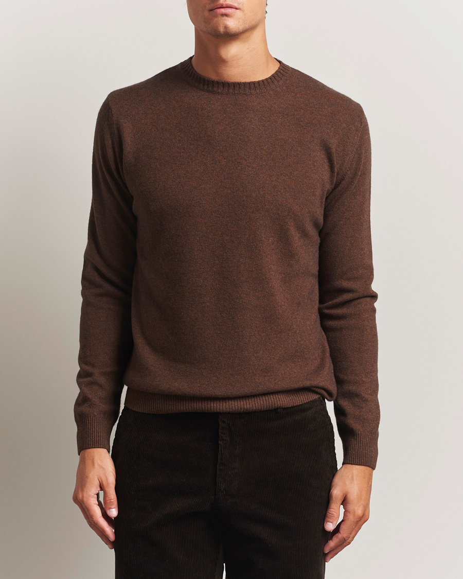 Heren | Truien | Oscar Jacobson | Valter Wool/Cashmere Round Neck Golden Brown