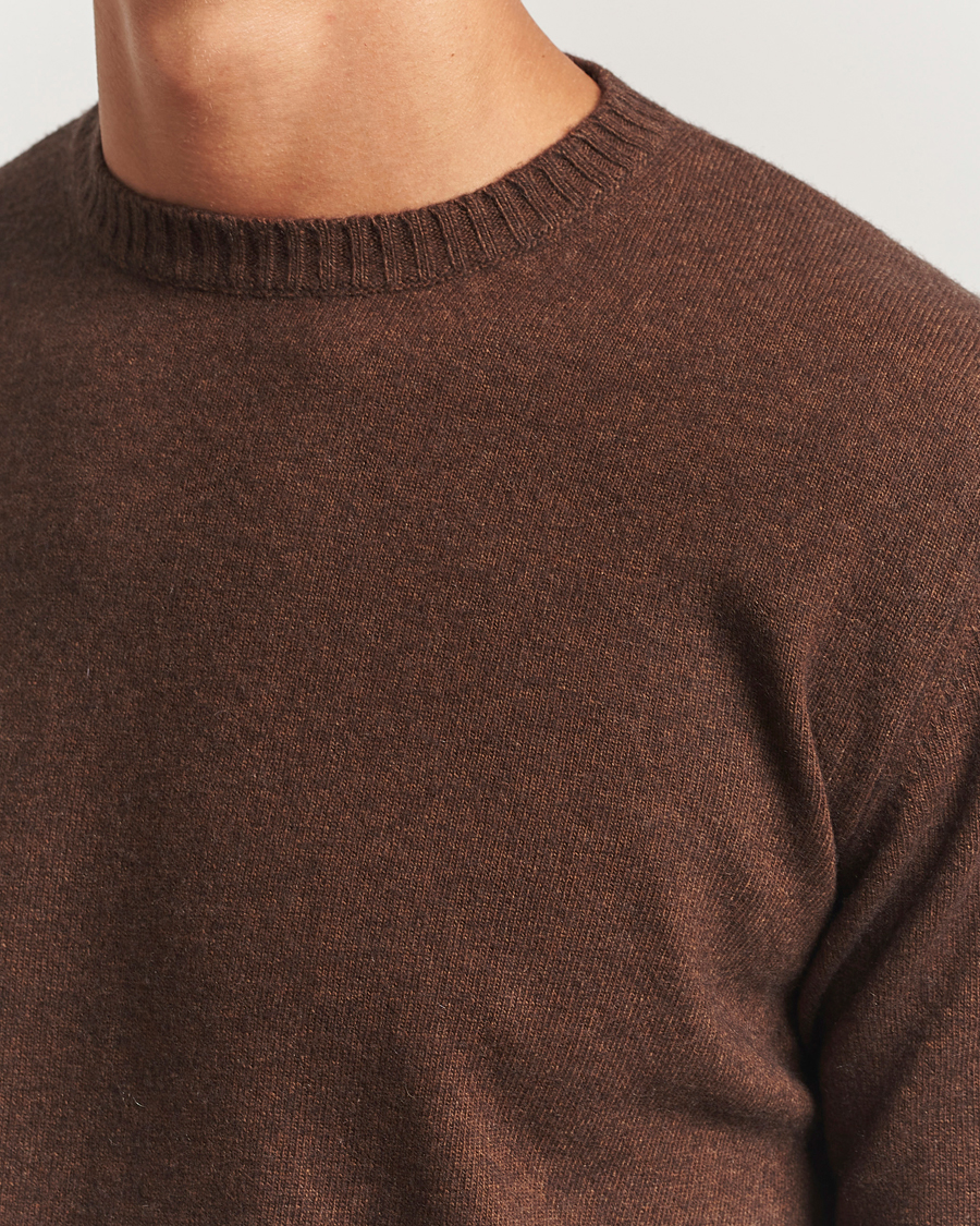 Heren | Truien | Oscar Jacobson | Valter Wool/Cashmere Round Neck Golden Brown