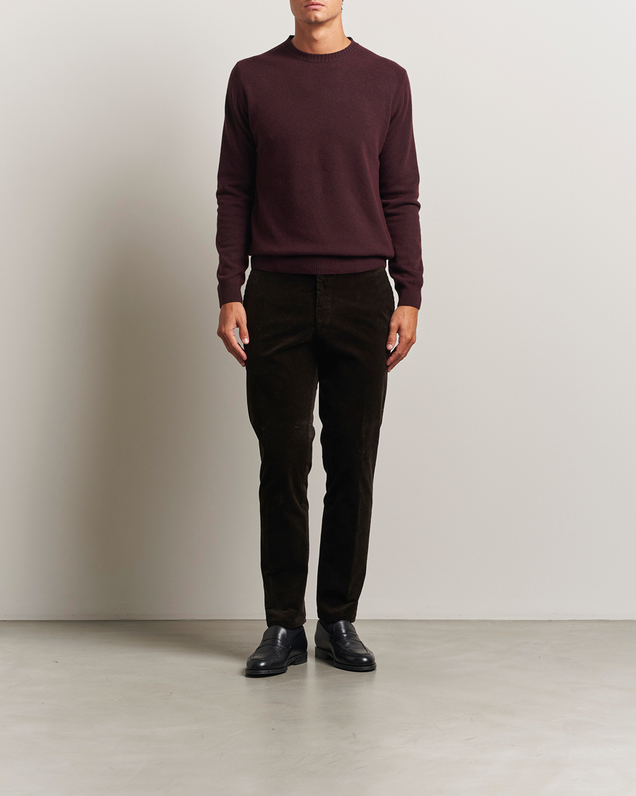 Heren | Truien | Oscar Jacobson | Valter Wool/Cashmere Round Neck Burgundy