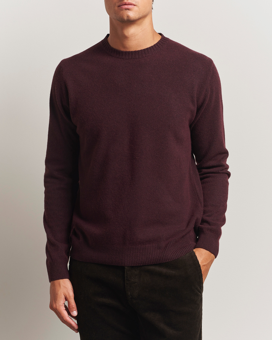 Heren | Truien | Oscar Jacobson | Valter Wool/Cashmere Round Neck Burgundy