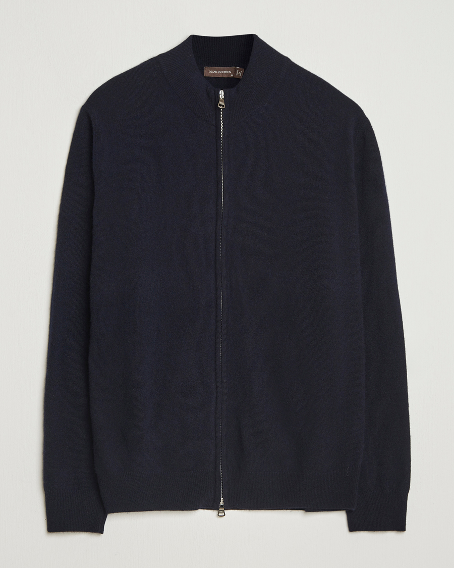 Heren | Truien | Oscar Jacobson | Seb Wool/Cashmere Full Zip Navy