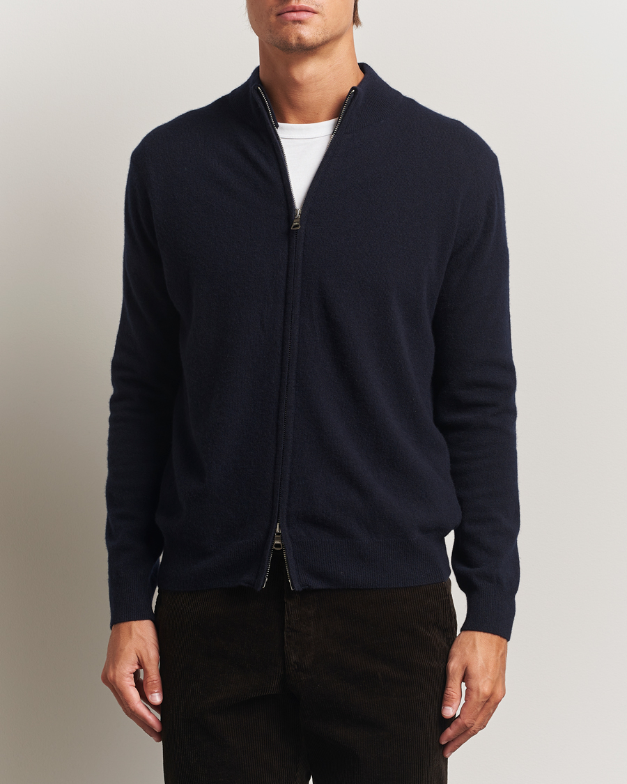 Heren | Truien | Oscar Jacobson | Seb Wool/Cashmere Full Zip Navy