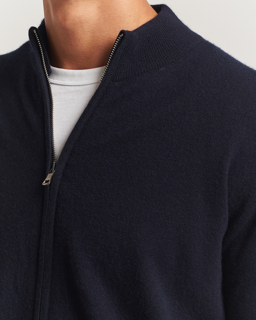 Heren | Truien | Oscar Jacobson | Seb Wool/Cashmere Full Zip Navy
