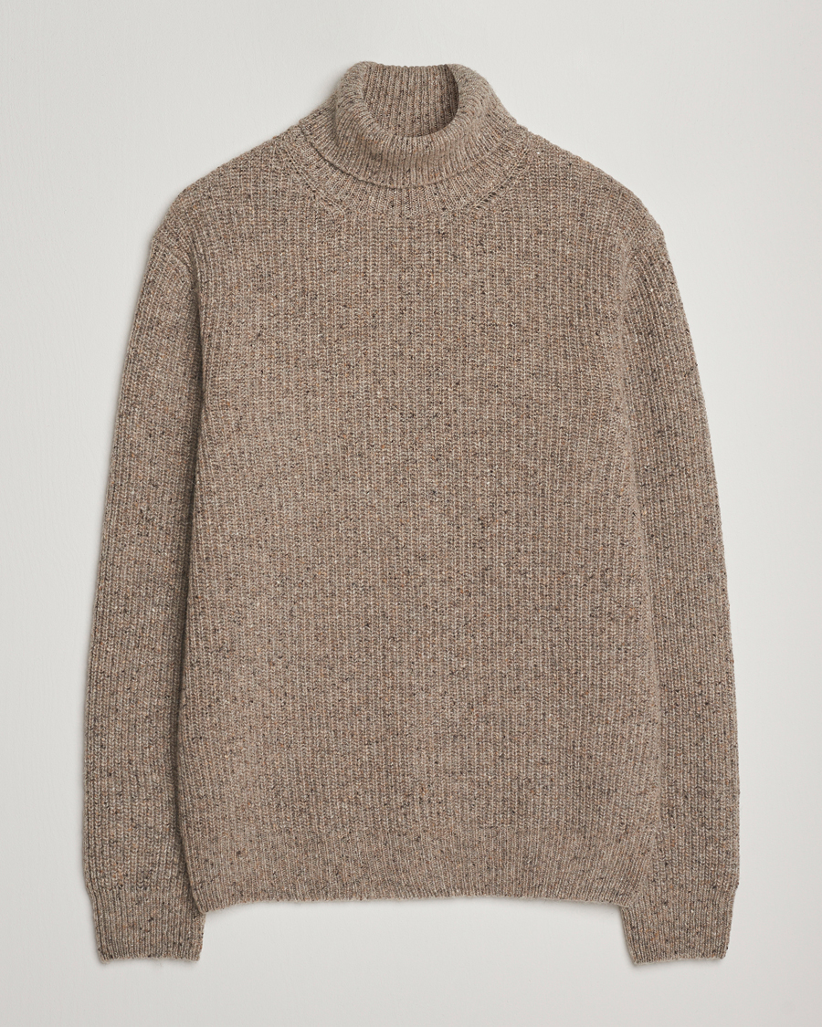 Heren | Truien | Oscar Jacobson | Mika Heavy Merino Rollneck Beige