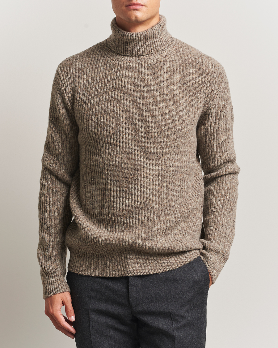 Heren | Truien | Oscar Jacobson | Mika Heavy Merino Rollneck Beige