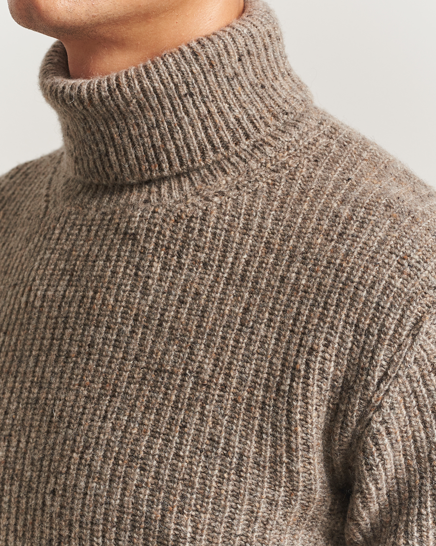 Heren | Truien | Oscar Jacobson | Mika Heavy Merino Rollneck Beige