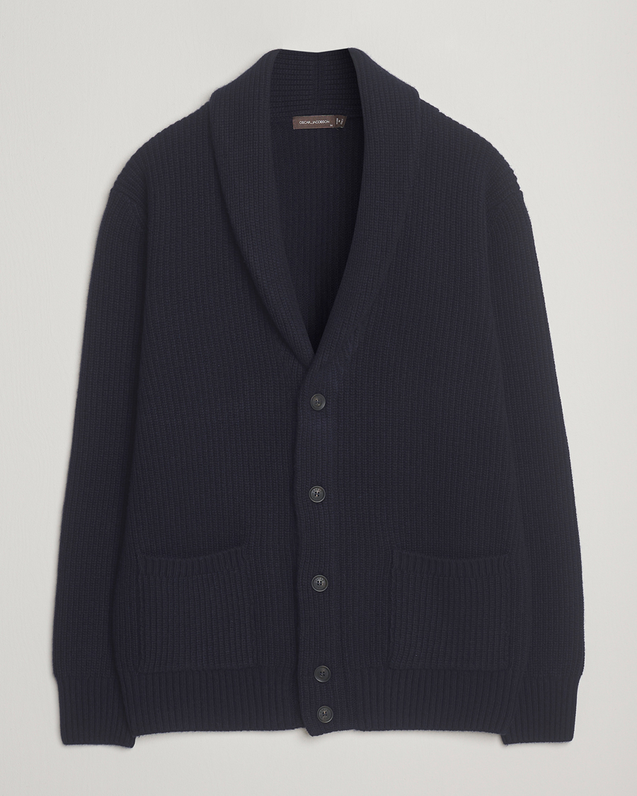 Heren | Truien | Oscar Jacobson | Roland Wool Cardigan Navy