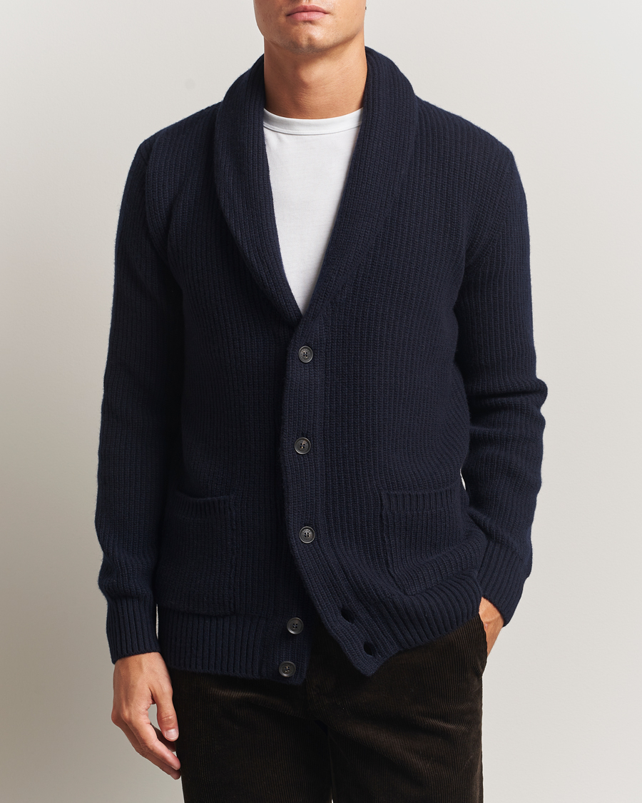 Heren | Truien | Oscar Jacobson | Roland Wool Cardigan Navy