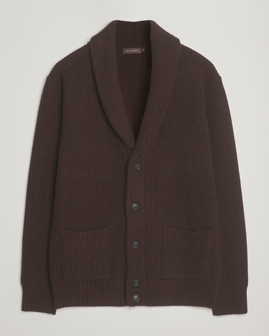 Heren | Truien | Oscar Jacobson | Roland Wool Cardigan Dark Brown