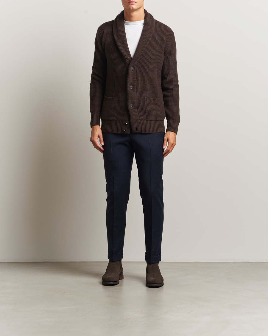 Heren | Truien | Oscar Jacobson | Roland Wool Cardigan Dark Brown