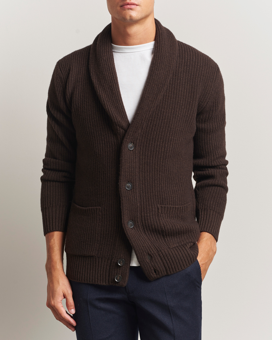 Heren | Truien | Oscar Jacobson | Roland Wool Cardigan Dark Brown