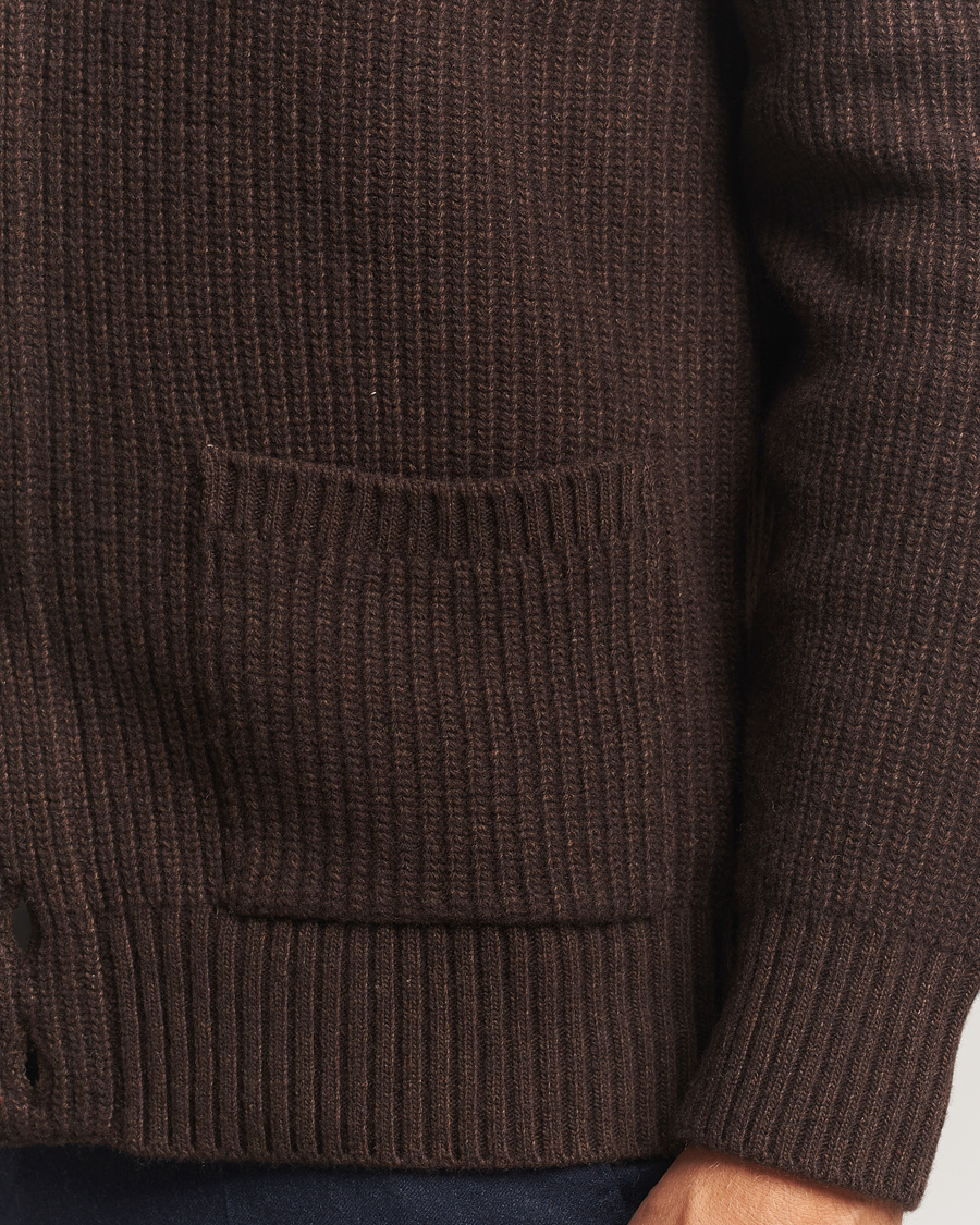 Heren | Truien | Oscar Jacobson | Roland Wool Cardigan Dark Brown