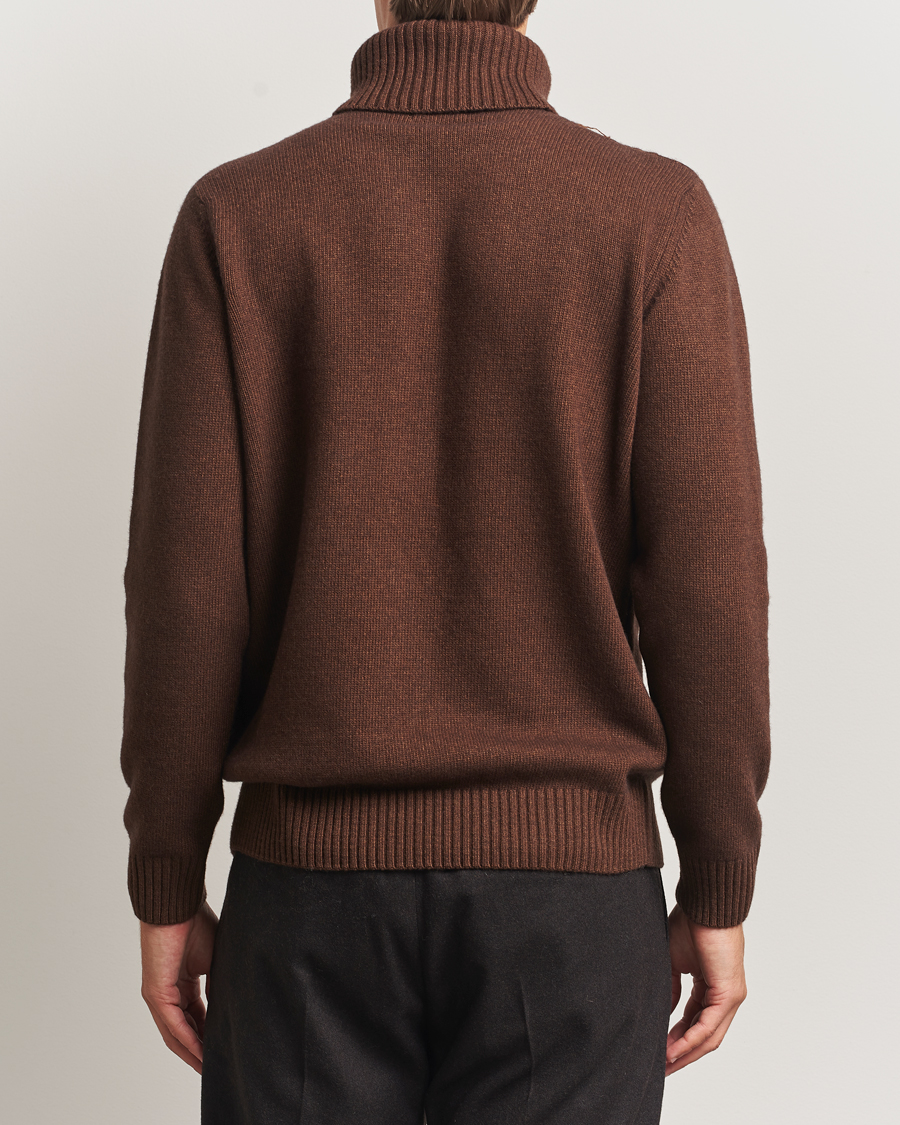 Heren | Truien | Oscar Jacobson | Heavy Knitted Wool/Cashmere Cable Polo Golden Brown