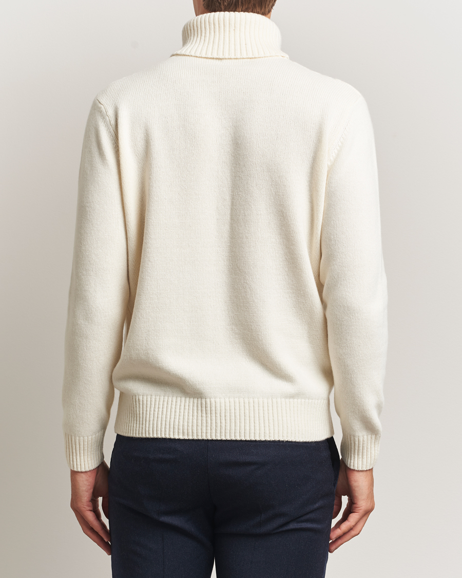 Heren | Truien | Oscar Jacobson | Heavy Knitted Wool/Cashmere Cable Polo White