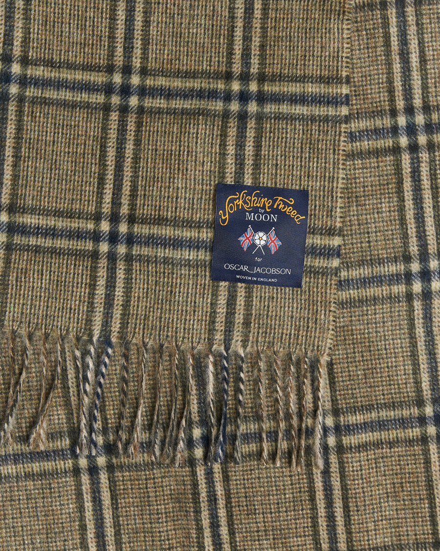 Heren | Sjaals | Oscar Jacobson | Checked Moon Tweed Wool Scarf Green
