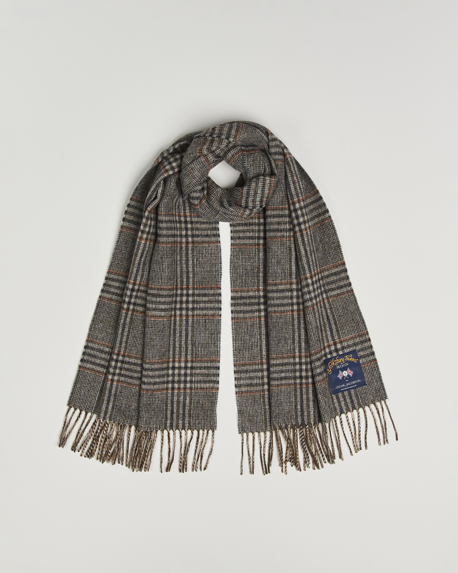 Heren | Sjaals | Oscar Jacobson | Checked Moon Tweed Wool Scarf Brown