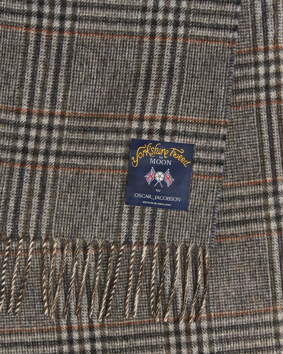 Heren | Sjaals | Oscar Jacobson | Checked Moon Tweed Wool Scarf Brown