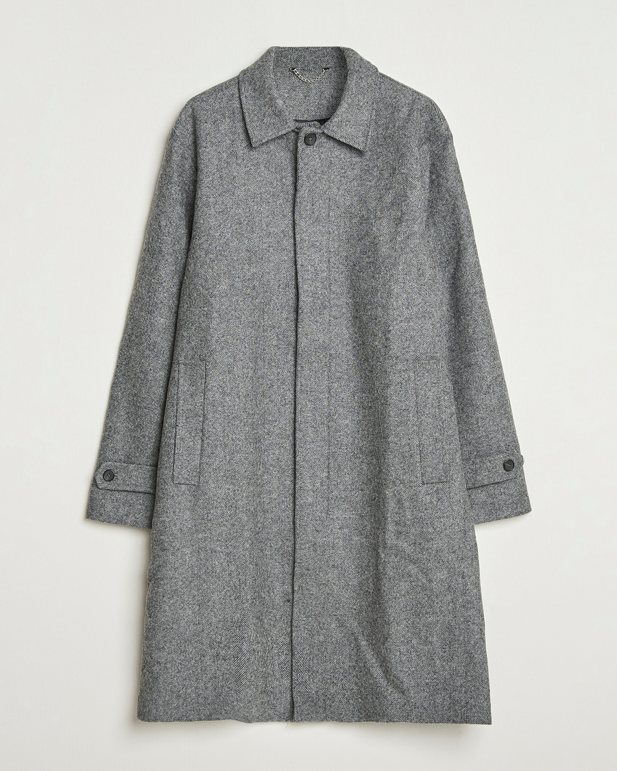 Heren | Jassen | Palmes | Herringbone Wool Coat Charcoal