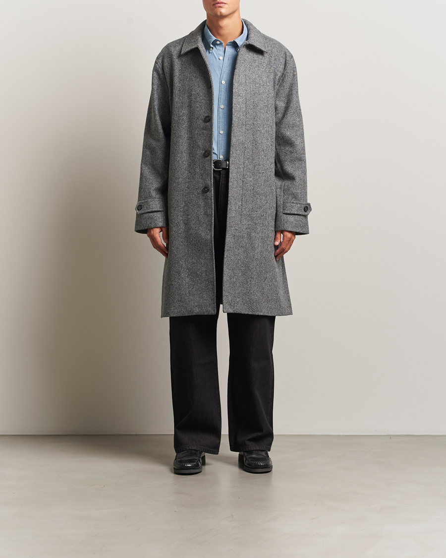 Heren | Jassen | Palmes | Herringbone Wool Coat Charcoal