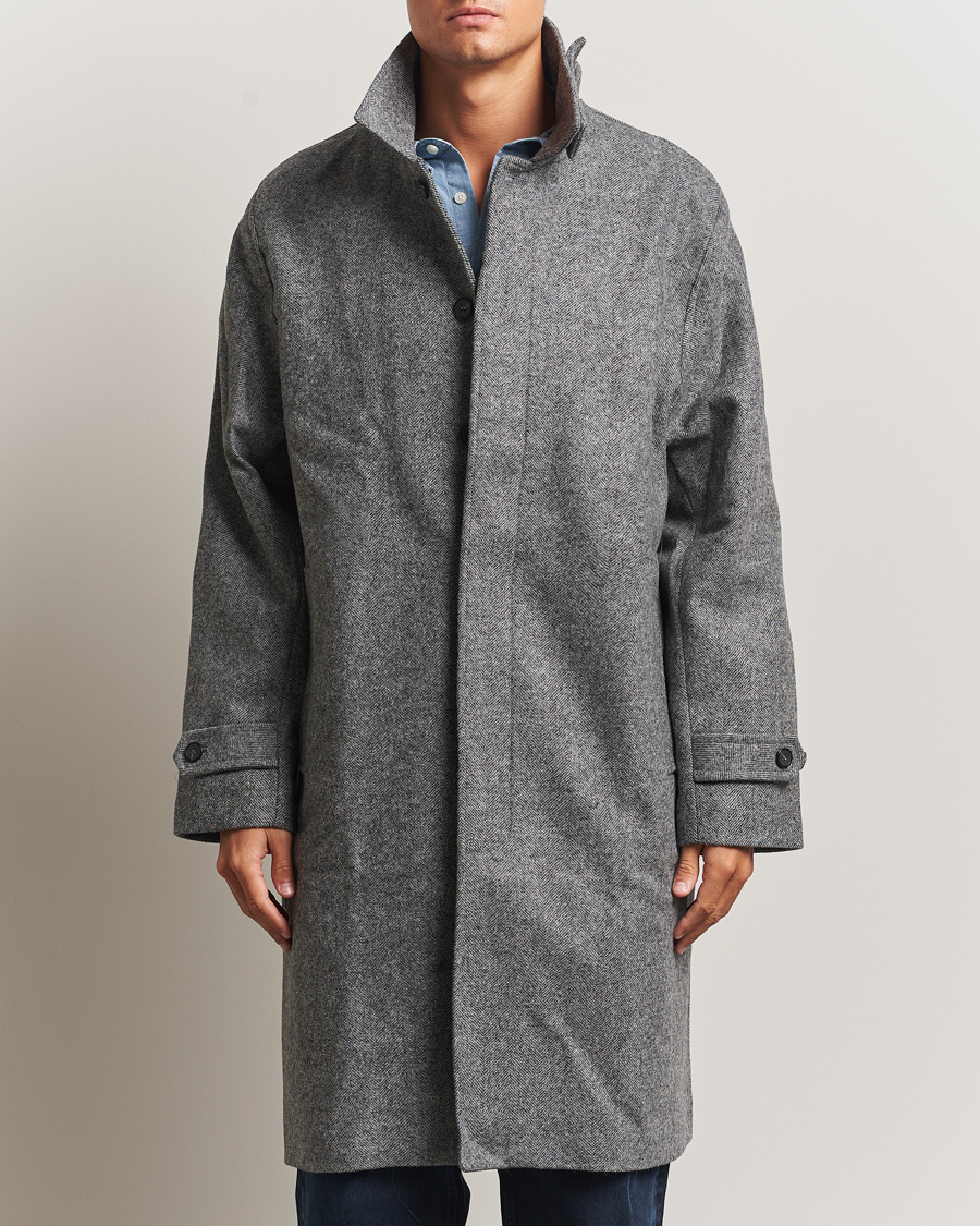 Heren | Jassen | Palmes | Herringbone Wool Coat Charcoal