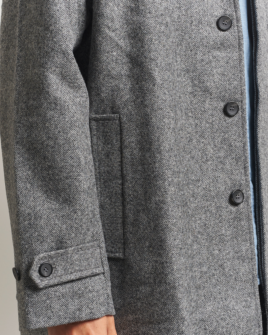 Heren | Jassen | Palmes | Herringbone Wool Coat Charcoal