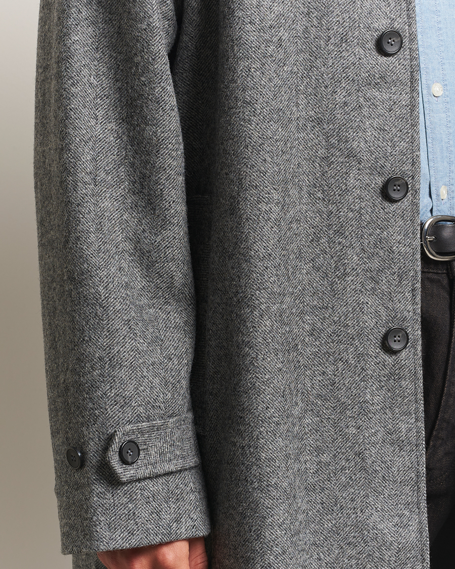 Heren | Jassen | Palmes | Herringbone Wool Coat Charcoal