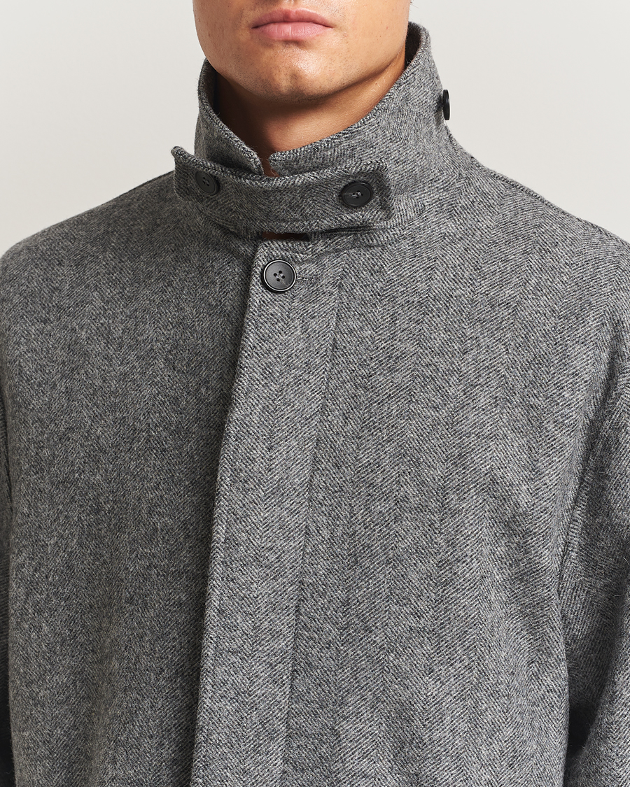 Heren | Jassen | Palmes | Herringbone Wool Coat Charcoal