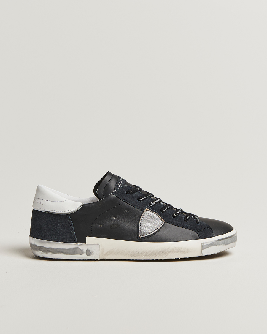 Heren | Sneakers | Philippe Model | Prsx Low Top Leather Sneakers Black/Silver
