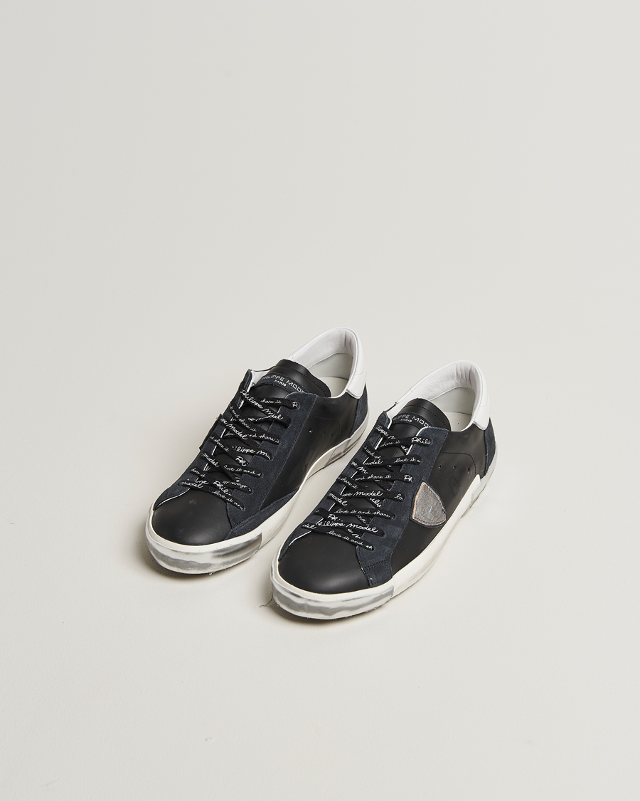 Heren | Sneakers | Philippe Model | Prsx Low Top Leather Sneakers Black/Silver
