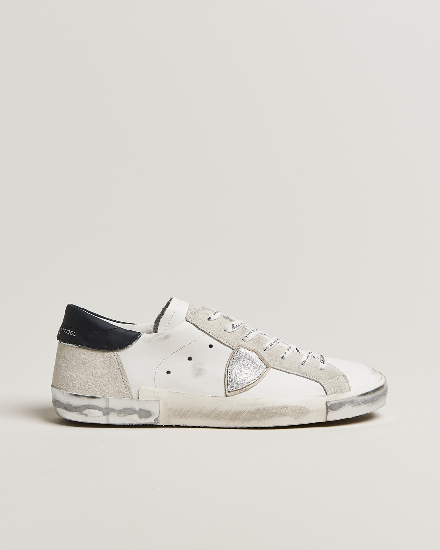 Heren | Sneakers | Philippe Model | Prsx Low Top Leather Sneakers White/Silver